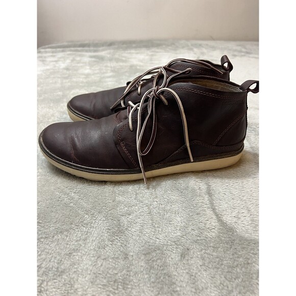 Merrell Women’s 8.5 Huckleberry Chukka Boots Red Leather Pull Tab Ankle Lace Up - Picture 1 of 11